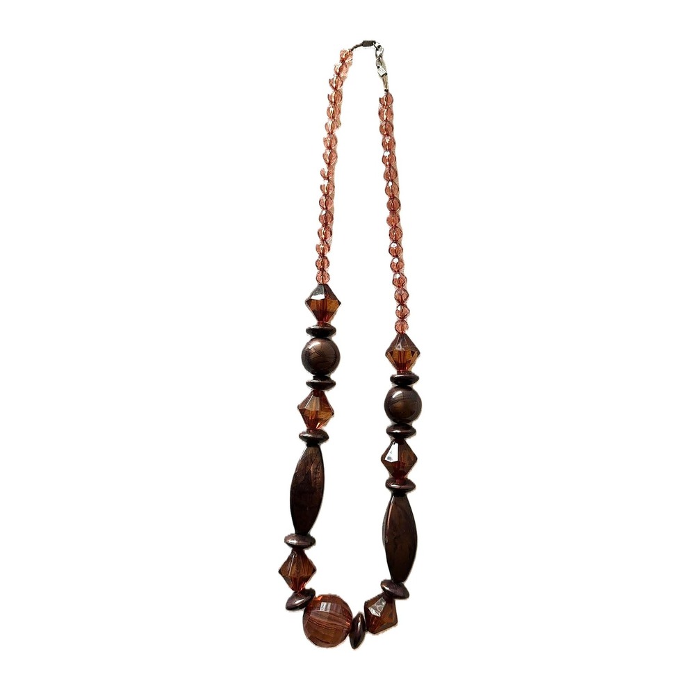 Vintage 70s Chunky Beaded Necklace Brown Statement Necklace